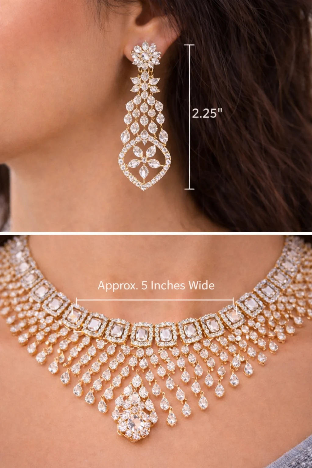Crystal Bloom American Diamond Necklace Set with Earrings - product image 4