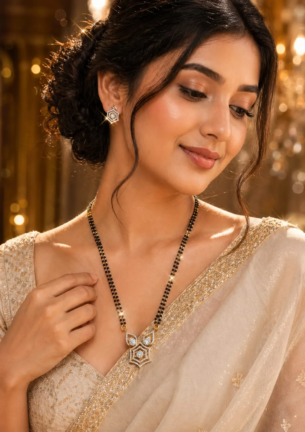 Elegant Black Beaded Mangalsutra with Designer Pendant for Women - product image 3