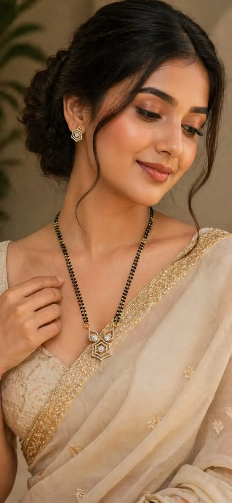 Elegant Black Beaded Mangalsutra with Designer Pendant for Women - product image 1