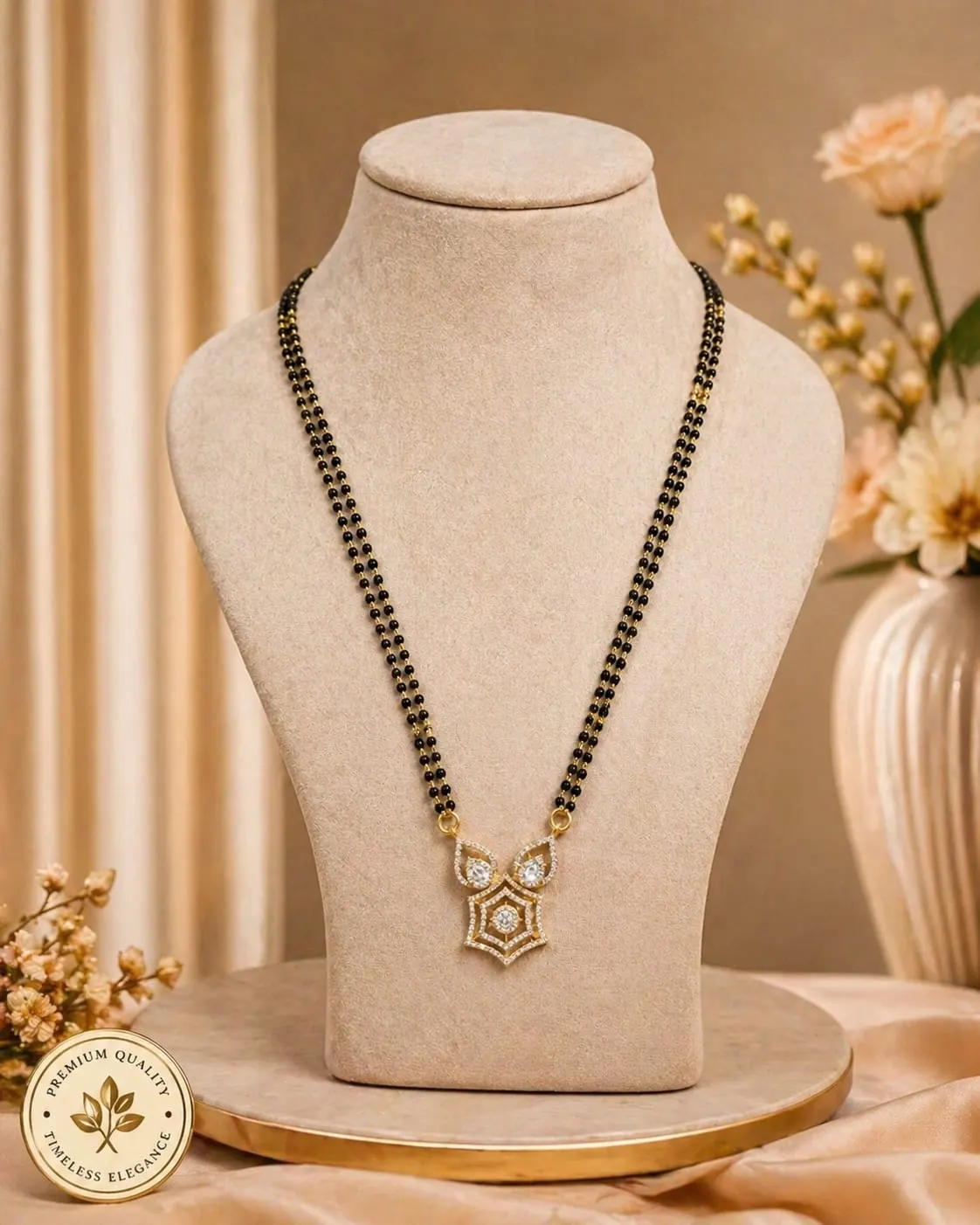 Elegant Black Beaded Mangalsutra with Designer Pendant for Women - product image 5