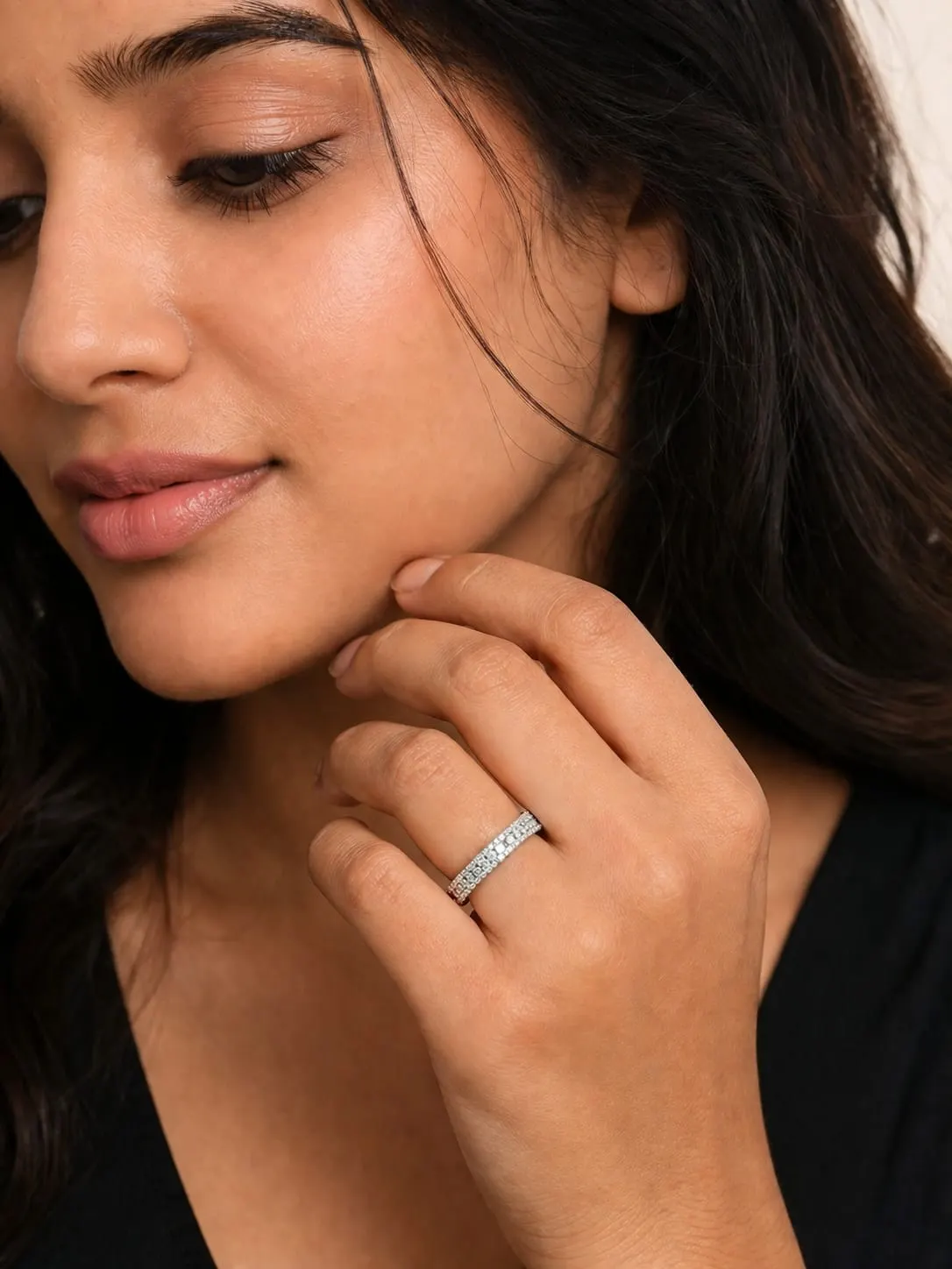 Eterna Shine American Diamond Eternity Ring (Silver Finish, Size 15) - product image 1