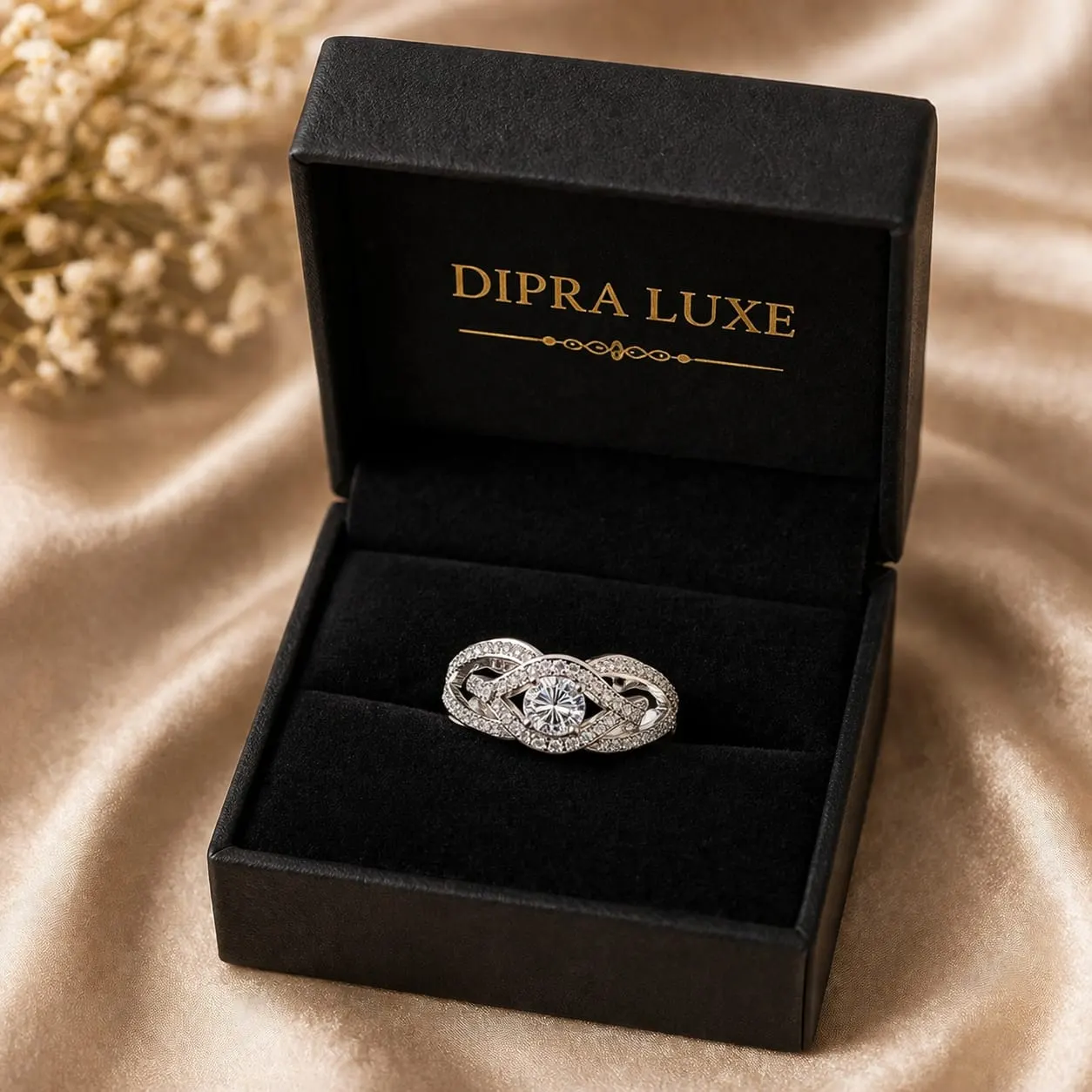 Celestia Wave American Diamond Ring (Silver Finish, Adjustable Size) - product image 5