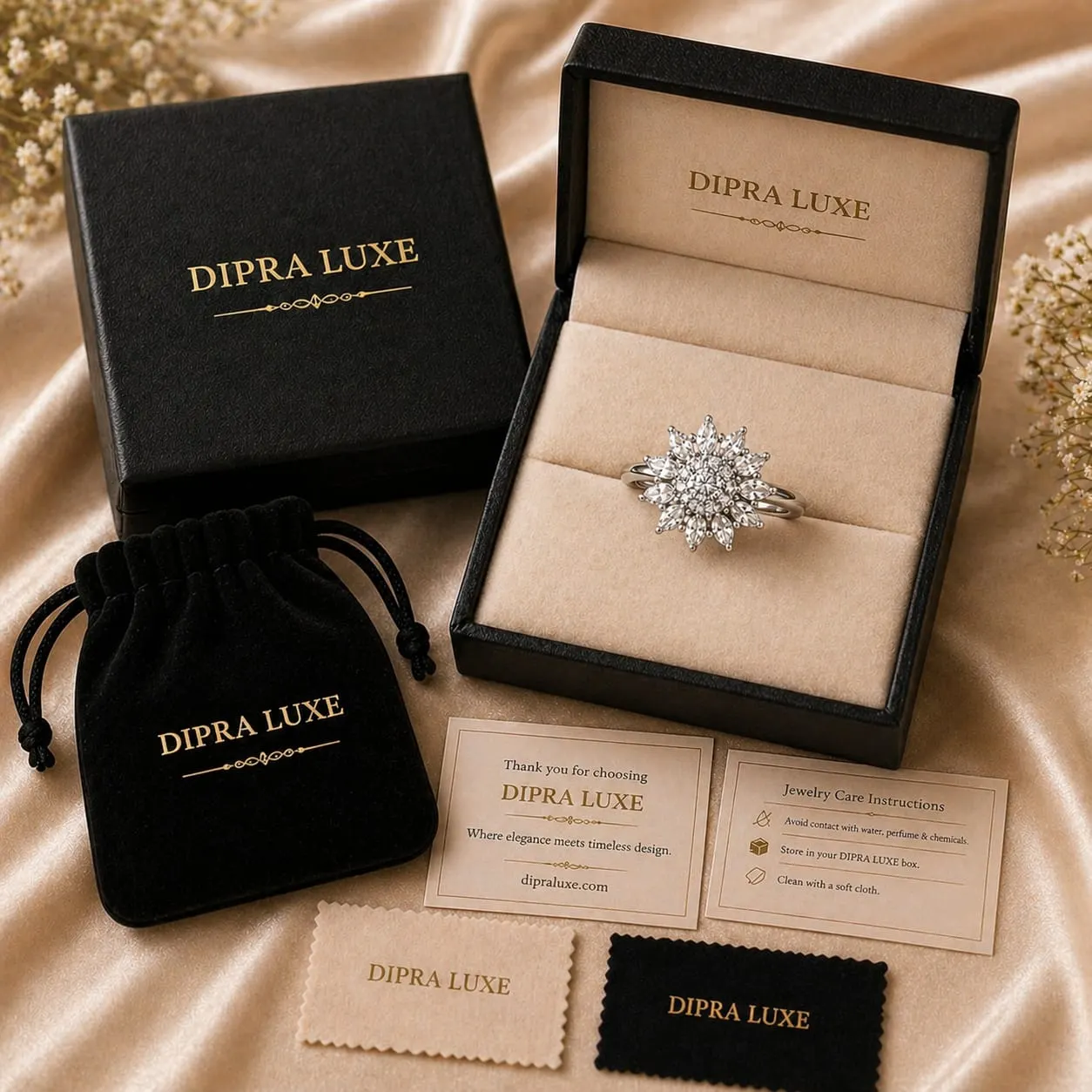 Solara Bloom American Diamond Ring (Silver Finish, Adjustable Size) - product image 4