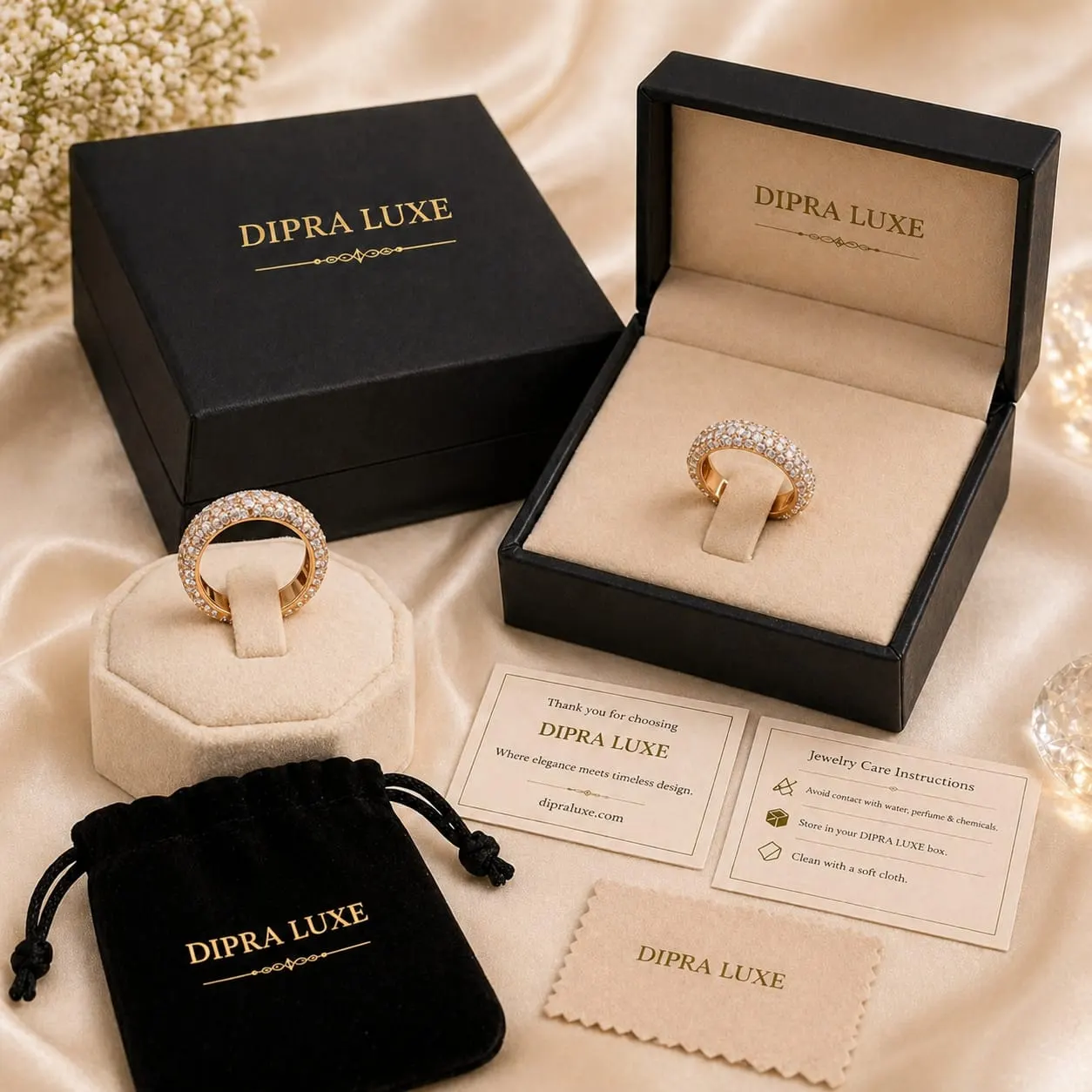 Dipra Luxe Premium AD Eternity Ring for Women (Gold Plated, Full Diamond Look Studded Band) - product image 5