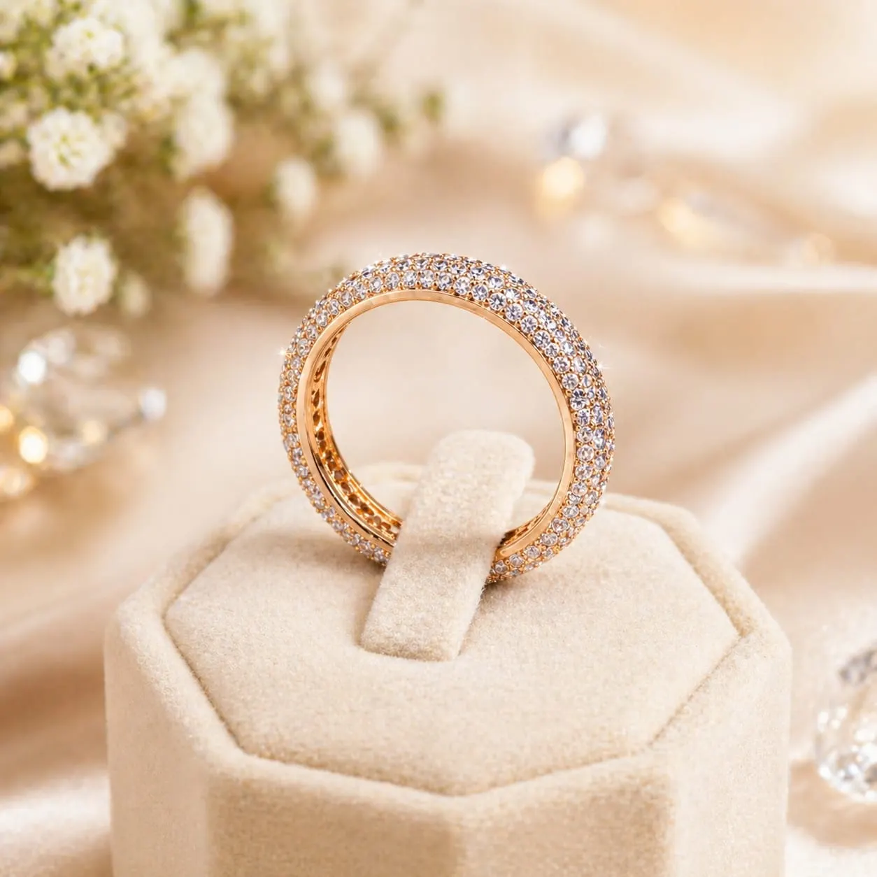 Dipra Luxe Premium AD Eternity Ring for Women (Gold Plated, Full Diamond Look Studded Band) - product image 2