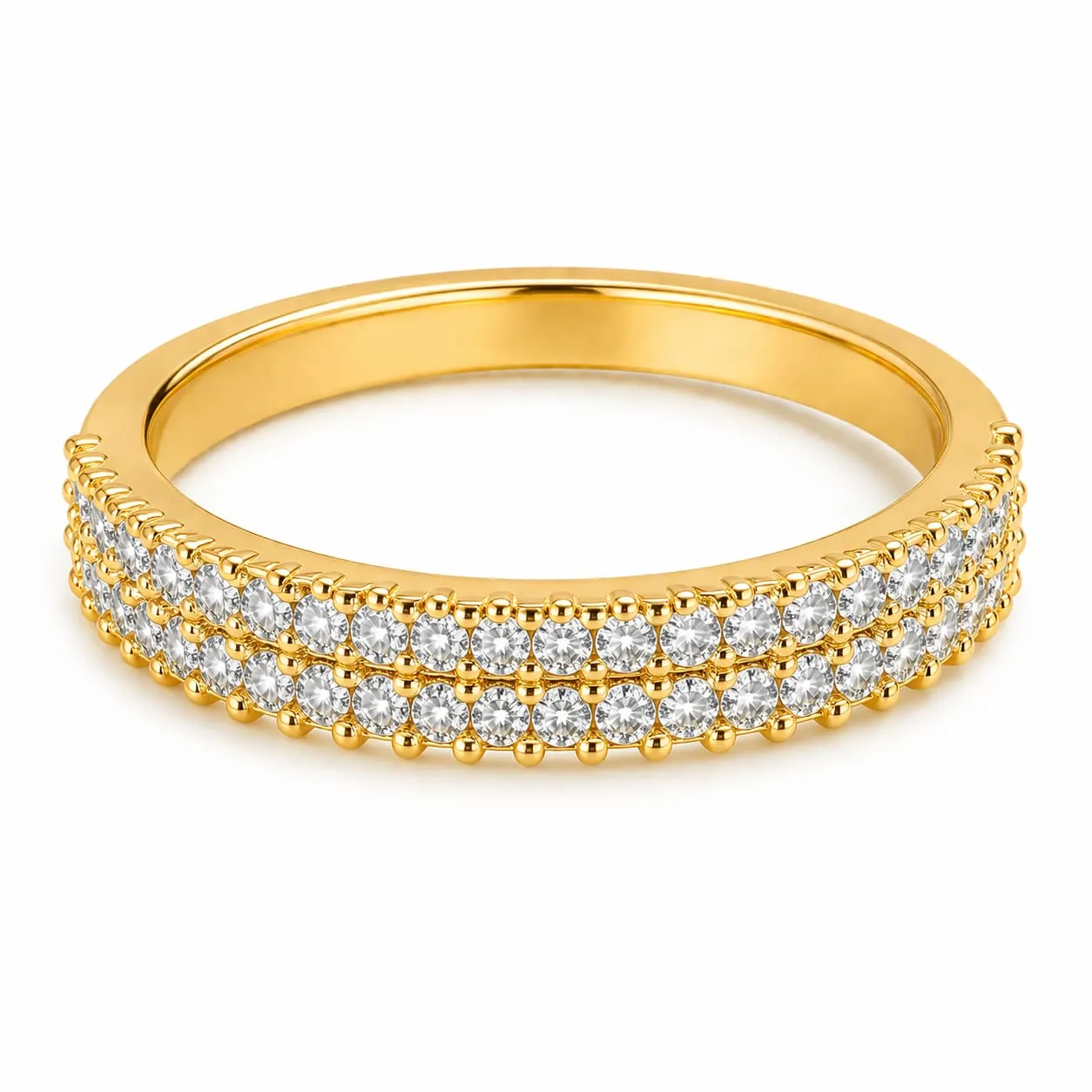 Dipra Luxe Premium AD Diamond Look Band Ring for Women (Gold Plated, Multi-Row Studded Design) - product image 2